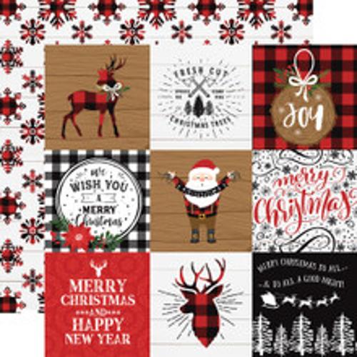 Echo Park:  12x12 Paper - Double-Sided Single Sheet - A Lumberjack Christmas - 4x4 Journaling Cards