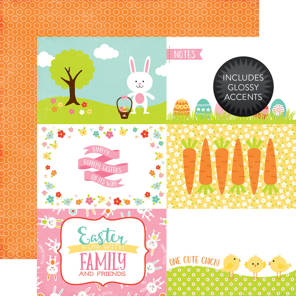 Echo Park:  12x12 Paper - Double-Sided Single Sheet - Celebrate Easter - 4x6 Journaling Cards