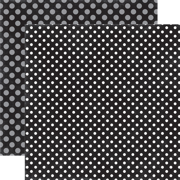 Echo Park:  12x12 Paper - Single Sheet - Dots & Stripes - Lovely Licorice Dot