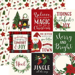 Echo Park: 12x12 Double-Sided Paper - Here Comes Santa Claus - 4x4 Journaling Cards