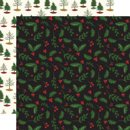 Echo Park: 12x12 Double-Sided Paper - Here Comes Santa Claus - Holly Berries