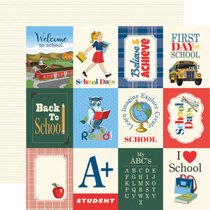 Carta Bella:  12x12 Paper - Single Sheet - School Days - 3x4 Journaling Cards