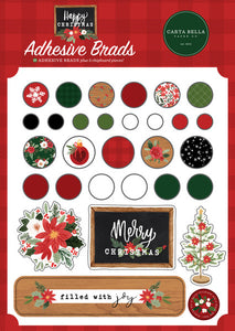 Carta Bella: Embellishments - Decorative Brads - Happy Christmas